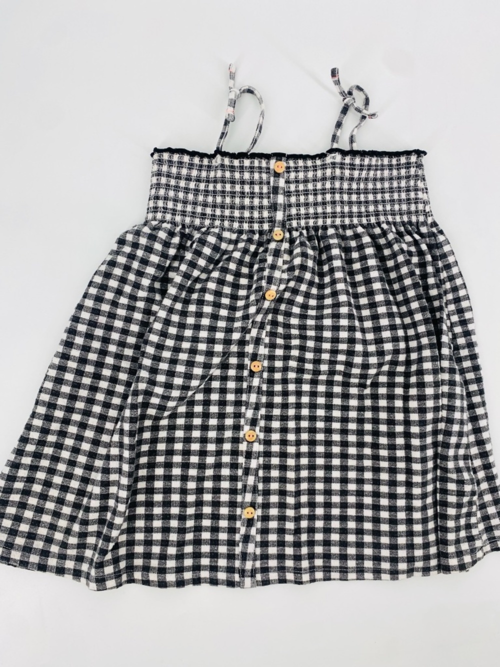 Zara Girls Black & White Gingham Smocked Sundress – Size 3–4